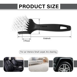 JUSTTOP Car Wash Brush, Tire Brush with Easy Grip Short Handle Removes Dirt and Debris, Deep Cleaning Carpet Scrub Brush, Cleaning Brush Tool for Car Wheels Home Office Furniture (White)