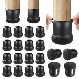 20PCS Black Chair Leg Protectors for Hardwood Floors, Silicone Chair Leg Floor Protectors for Chairs, Rubber Chair Leg Caps with Felt Pads for Tile from Scratches, Reduce Noise (Fit 0.55"-0.75")