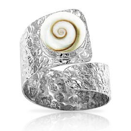 Planetys - 925 Hammered Sterling Silver Ring Eye of Saint Lucie - Santa Lucia - Oeil de Sainte Lucie - Shiva Eye - Size Adjustable, Sterling Silver, No Gemstone