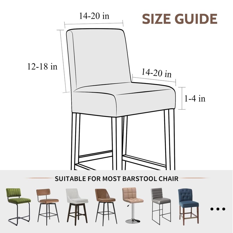 FUANGUI Bar Stool Covers Set of 4, Stretch Removable Bar