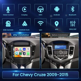 【2+64GB】 for Chevy Cruze 2009-2015 Android Car Stereo with Wireless Carplay Android Auto, 9'' Touch Screen Car Radio GPS WiFi, Bluetooth SWC Mic Backup Camera Mirror Link