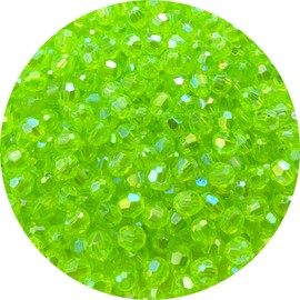 Tingoons 400 PCS 8mm Acrylic Faceted Spacer Beads AB Color Glossy Round Loose Beads for Jewelry Making Bracelet Necklace Earring Ornament Wind Chimes Key Chains(Fluorescent Green AB)
