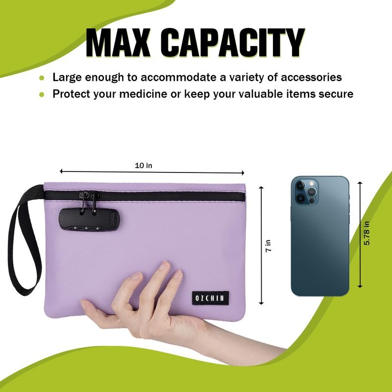 OZCHIN Smell Proof Bag with Combination Lock 10'' X 7''
