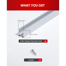 Shine Decor 3.3FT/1M Aluminum Track Channel Mounting Bracket, for 8x16mm and 7x14.5mm LED Mini Neon Rope Lights, Pack of 8