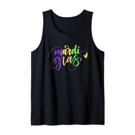 MARDI GRAS Watercolor Hand Lettering Design with Heart Tank Top