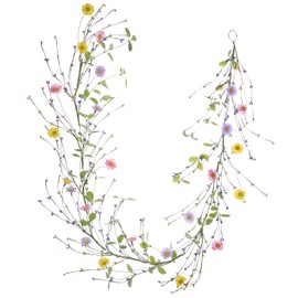 Guirnalda de margaritas de primavera, 5 pies/60 pulgadas de largo, multicolor, en forma de U, plástico y poliéster, perfectas para decoración de primavera/verano/Pascua