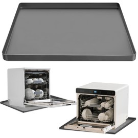 Dishwasher Drain Pan Mat, 23.6''x19.7'' Portable Silicone Mat with Raised Edge Anti-Slip Waterproof Dishwasher Tray for Leaks Floor Protector, No Hole