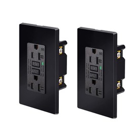 NineLeaf Black 20 Amp GFCI Outlet, 5-20R GFI Dual Receptacle,WR Weather Resistant, Ground Fault Circuit Interrupters, Wall Plate Included, ETL Listed, 2 Pack