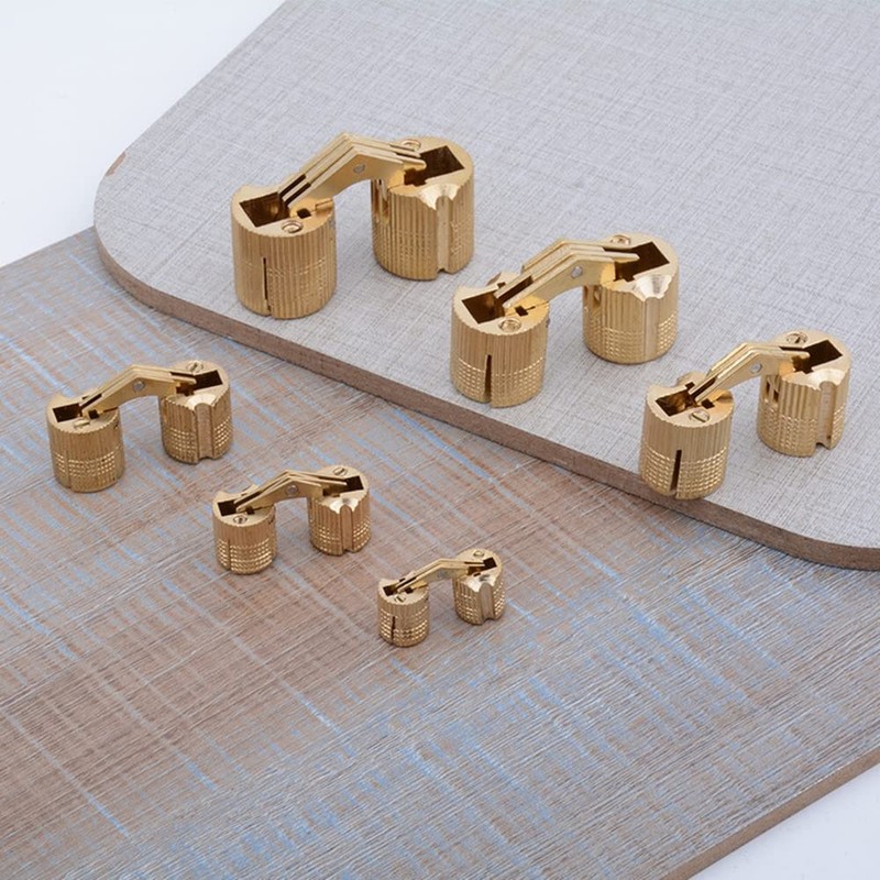 8mm Hidden Brass Barrel Hinges 180 Degree Opening Angle Cabinet