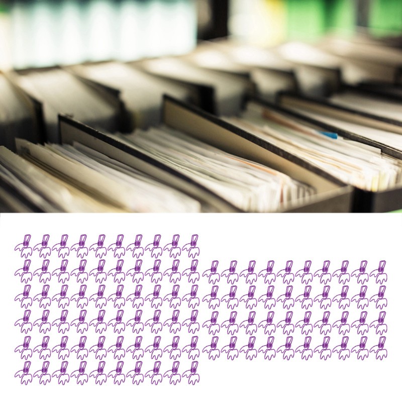 100Pcs Crown Shape Paper Clips Cartoon Cute Metal Binder Clips
