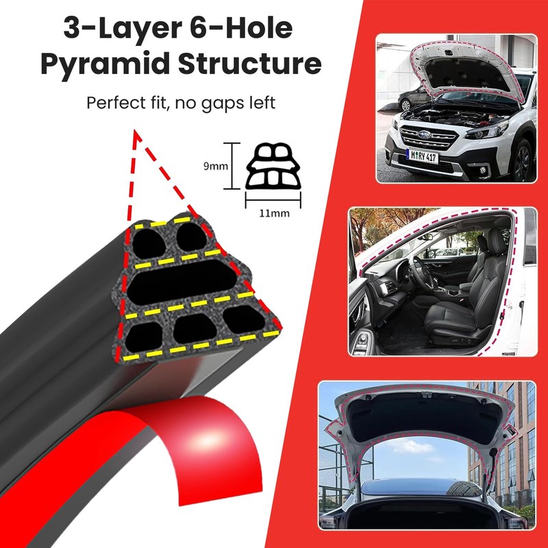 Car Door Rubber Seal Strip Automotive Weather Stripping Double Layer
