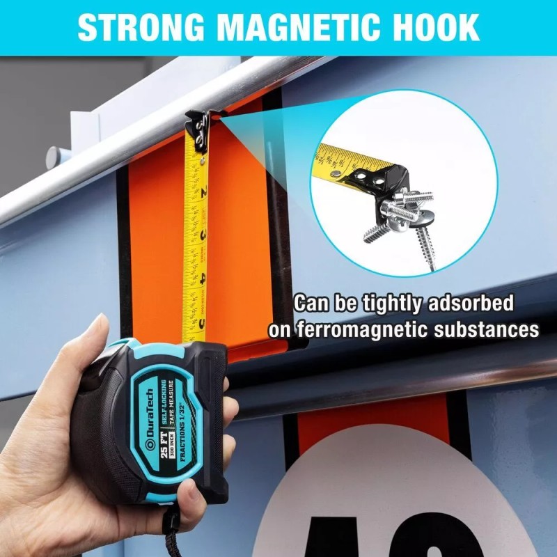 DURATECH 25FT Auto-Lock Tape Measur Double Sided Measurement Tape Easy