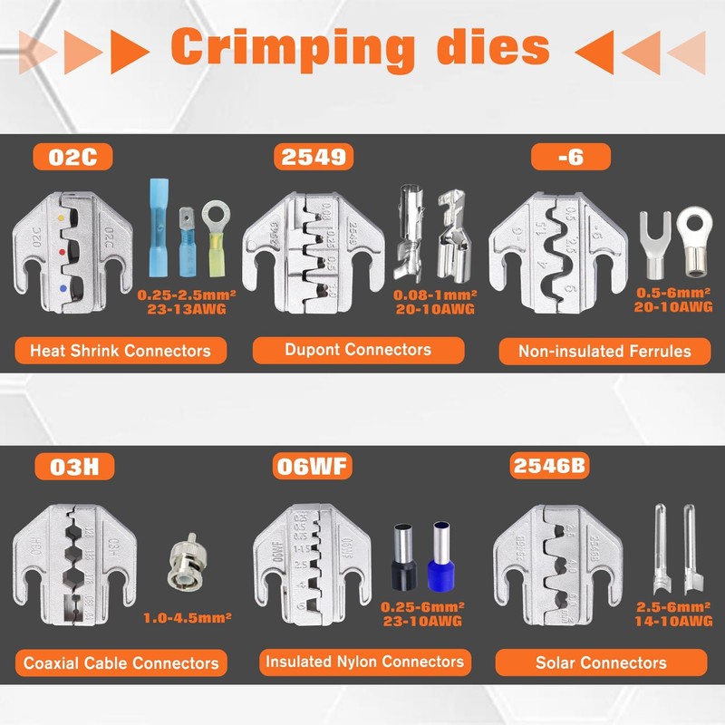 LEONTOOL 9 PCS Ratcheting Crimping Tool Kit - Quick Change