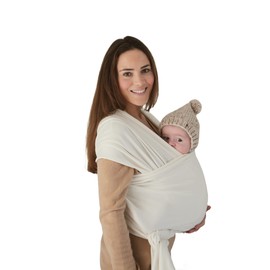 mushie mushie Baby Wrap Carrier | Organic Cotton and Elastane | Infant Sling for Newborn and Babies 8-35 lbs (Ivory)
