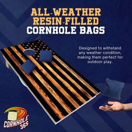 Cornhole365 All Weather Cornhole Bags - 6"x6" Premium Plastic Pellet Resin-Filled, Weather-Resistant, Solid Color Duck Cloth Cornhole Bean Bags - Professional Cornhole Bags Set of 4 (Storm Navy Blue)