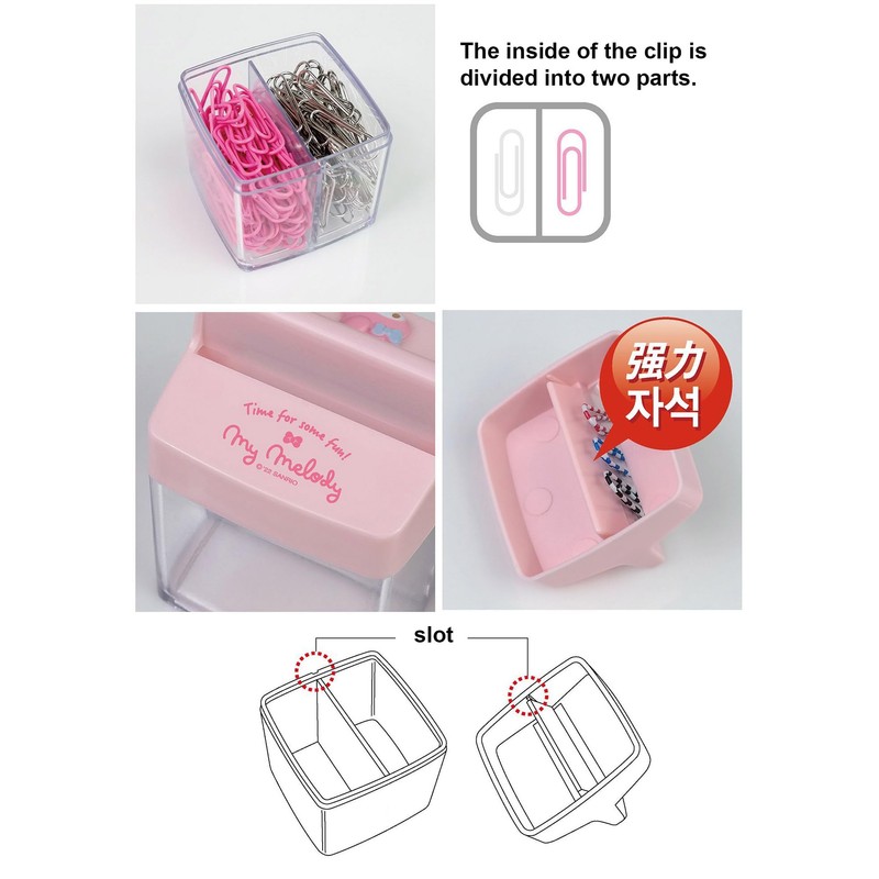 LENITH Cute Animal Faced Mymelody Paper Clip Dispenser Magnetic Lid