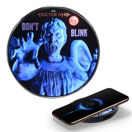 Doctor Who Weeping Angel Illuminating Wireless Charger with Built-in Backup Battery Pack for Wired USB and Wireless Charging. Portable Phone Charger with Light-Up Angel – Doctor Who Gifts for Fans