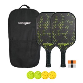 Ergonomicstar Pickleball Paddles,T700 Carbon Fiber Pickleball Paddle with 16mm Polypropylene Honeycomb Core, Pickleball Paddles Set of 2 for Men Women Beginners(Green Texture)