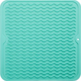 MicoYang Silicone Dish Drying Mat for Multiple Usage,Easy clean,Eco-friendly,Heat-resistant Silicone Mat for Kitchen Counter or Sink,Refrigerator or Drawer liner Mint M 12 inches x 12 inches