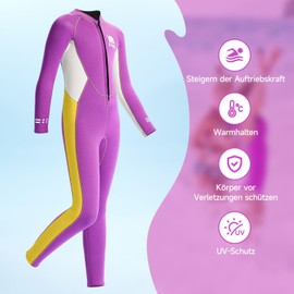 Children's Wetsuit 2.5 mm with Front Zip Thermal Warming Wet Suit for Girls Swimming for Surfing Snorkelling Swimming and Other Water Sports S Size S
