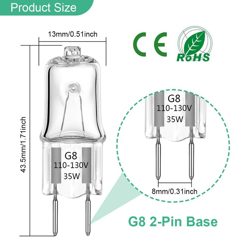 TAIYALOO G8 Halogen Light Bulbs 35W Dimmable 120V G8 Base