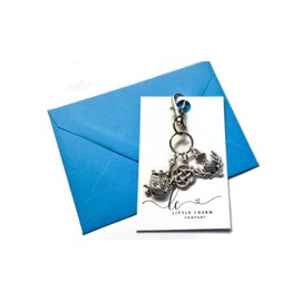 SCOTLAND themed thistle bagpipes celtic knot charm bag clip keyring gift, Scottish home homeland outlander love travel book lover fandom birthday Xmas present favors