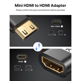 JSAUX Mini HDMI to HDMI Adapter, Mini HDMI Male to HDMI Female Adapter Cable with 4K 60Hz HDR 3D 18Gbps, Compatible with DSLR, Camcorder, Laptop, Tablet, HDTV, Projector Black