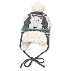 Sterntaler Unisex Baby Knitted Hat Polar Bear Hat, Anthracite Mel.