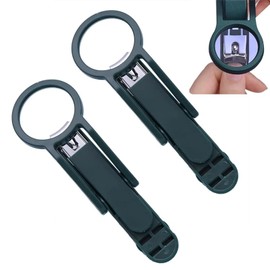 Amaezorx 2 Pcs Magnifying Glass Nail Clippers for Seniors & Elderly - 3X Magnifier Nail Cutter with Comfort Grip, Easy-to-Use Nail Clipper for Thick Nails & Low Vision