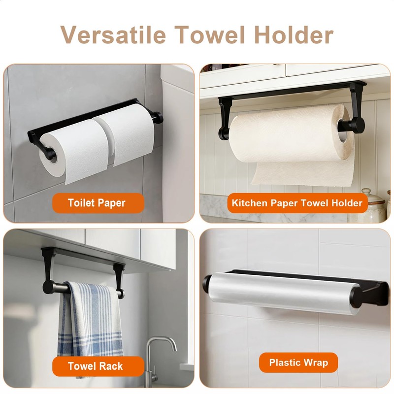 Paper Towel Holder Under Cabinet - Adhesive or Wall Mount