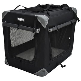 EliteField 4-Door Folding Soft Dog Crate with Curtains, Carrying Bag and Fleece Bed (2 Year Warranty), Indoor & Outdoor Pet Home (42" L x 28" W x 32" H, Black+4 Door Curtains)
