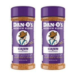 Dan-O's Cajun Seasoning, 2.8 oz Bottle, 2 Pack, Spicy Seasoning for Gumbo, Jambalaya, Shrimp, Chicken and More, Sugar Free, Zero Calorie, Use this Spice Blend to Craft a Marinade, Dry Rub or Sauce