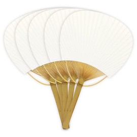 Made in Japan, Flat Bamboo Uchiwa, Small, White, Plain, 5 Pieces, Height 13.0 inches (330 mm) x Width 7.7 inches (195 mm) (including handle) Marugue