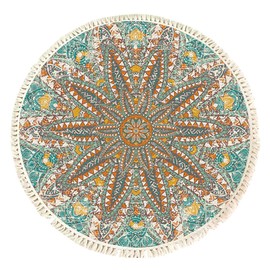 Terafeels Small Rugs Round Area Rugs for Living Room 60 cm Soft Boho Starfish Pattern Carpet Rug Non Slip Machine Washine Bedside Floor Rug for Bedroom Entryway Laundry Bathroom Kitchen 60x60, 307060