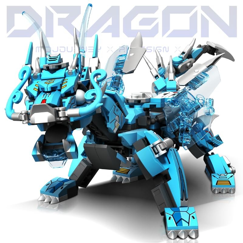 kececo Dragon Mecha Transforming,Mechanical Robot Dragon-Shaped Model Building Block Toy