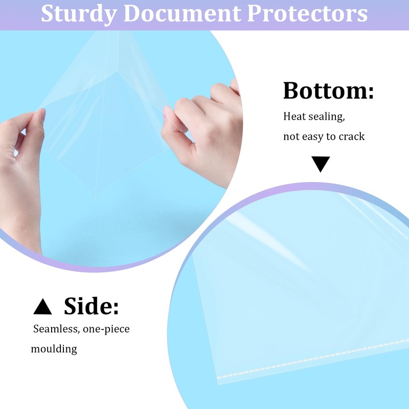 AKONEGE 50 Pack No Holes Sheet Protectors 8.5 x 11