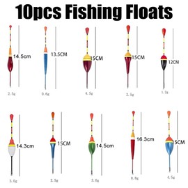 Cerioll Fishing Floats Set, 10 Pieces Float Fishing Floats, Fishing Floats, with 100 Lead Shot Fishing, for Different Types of Fish in Lakes or Ponds