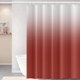 Uiiooazy Red Shower Curtain Set with Hooks Modern Ombre White Red Shower Curtains for Bathroom Hotel Dorm Solid Boho Waterproof Fabric Shower Curtain 72x72inches