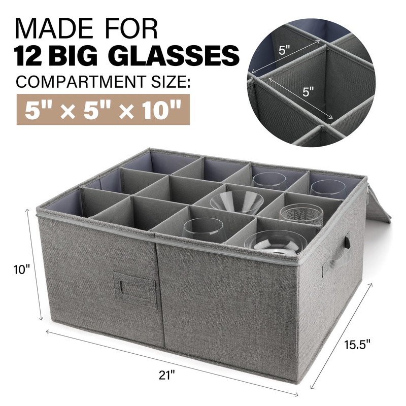 LotFancy Stemware Storage Container for Moving, Hard Shell, Wide Wine