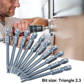 Triangle Screwdriver Bits with 1/4 Inch Shank Alloy Steel Triangular Screw Bits Magnetic Head Bit Set 65mm Long 10pcs