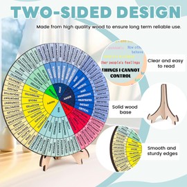 Feelings Wheel with Stand, Therapy Emotions Wheel Double Sided, Mental Health Feelings Chart, Emotions Office Desk Decor for Social Work, Counseling Therapist, Social Worker, Home