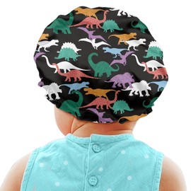 Snilety Dinosaur Kids Satin Bonnet, Adjustable Toddler Hair Bonnet Satin Sleeping Cap for Night Sleep Hats, Breathable Kids Sleep Cap for Boys