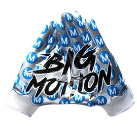 Battle Sports Big Motion Doom Wide Receiver Football Gloves, Ultra Stick Adult & Youth Gloves - Youth X-Large, White/Blue