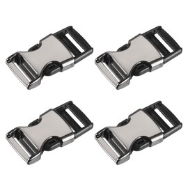 sourcing map Metal Side Release Buckles - 4Pcs 2.5" No Sewing Clips Snaps Buckle for Belt Clasp Luggage Strap Backpack Webbing, Black
