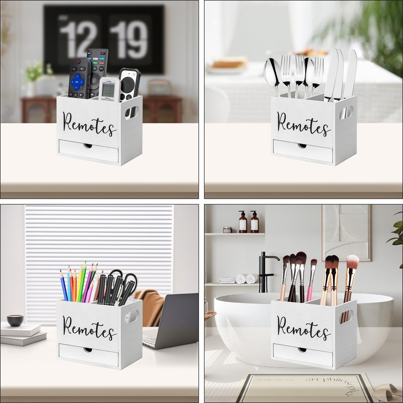 Remote Control Holder, 2 Slot TV Remote Holder& Desk Organizer