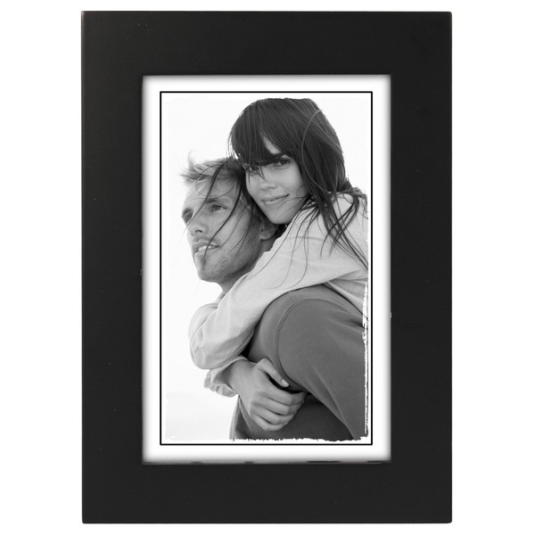 Malden 4x6 Picture Frame, Wide Real Wood Molding, Real Glass, Black, 4