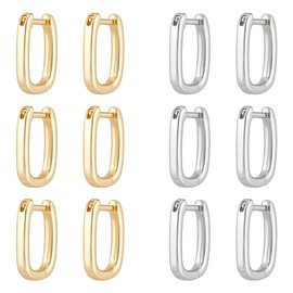 UNICRAFTALE 10 Paris 2 Farben 18 Karat Vergoldete Huggie Creolen 15.5mm Lang Oval Endlose Creolen Kleines Sleeper Piercing Ohrring Set Für Frauen DIY Schmuckherstellung