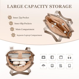 Convertible Laptop Backpack for Women Casual Daypack Notebook Tote Bag for Work College Travel Leisure (Champagne)