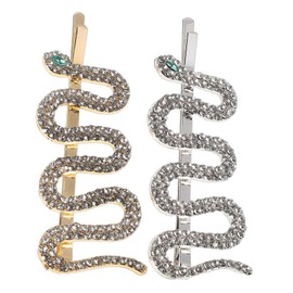 VICASKY 2pcs Sparkly Snake Hairpins for Women and Girls Rhinestone Metal Hair Accessories Wedding and Festive Styling Clips and Headdress for Special Occasions