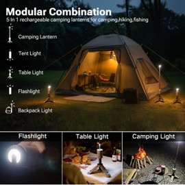 Outask Camping Light Telescopic, Collapsible Magnetic Camping Lantern with 12000mAh Battery, Telescoping IPX6/IPX7 Waterproof Flashlights, Camping Lamp for Emergency, Camping, Hiking (Military Green)